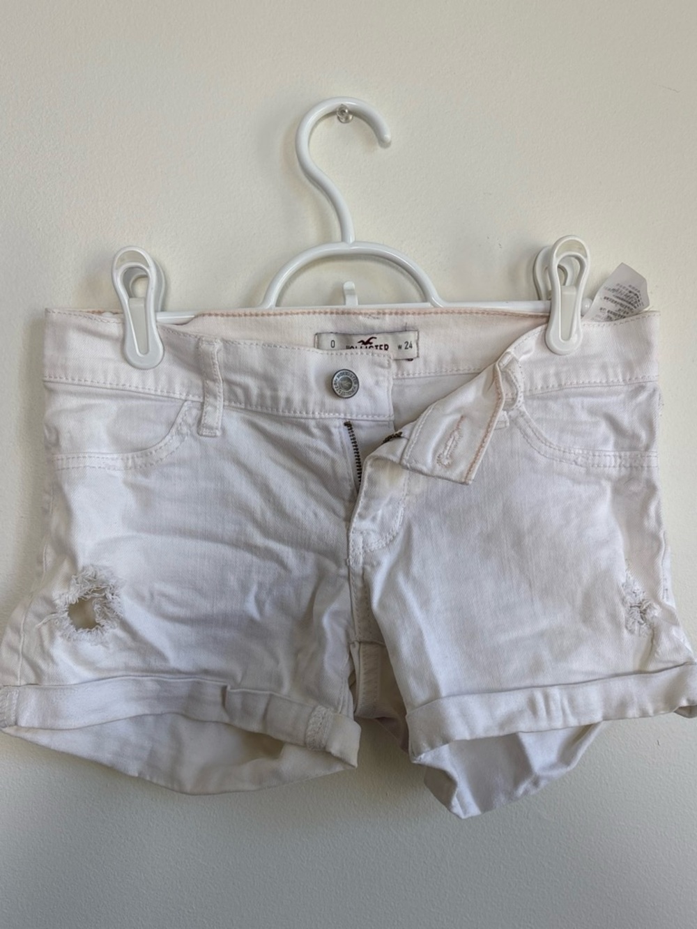 Hollister White Distressed Women's Denim Shorts